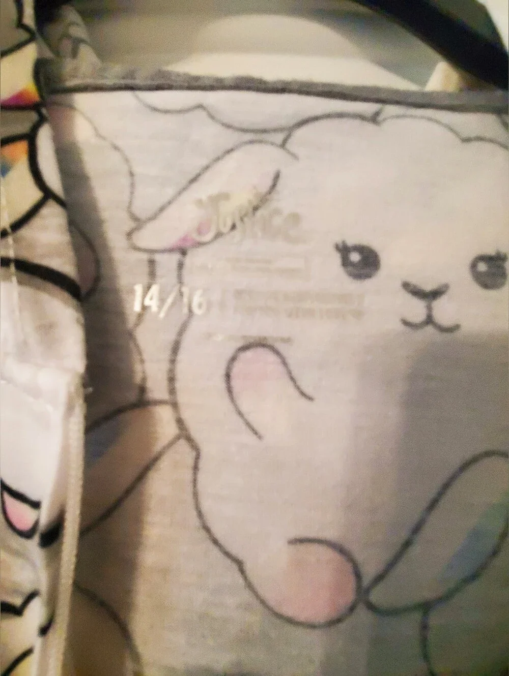 Justice Gray & White Sheep Lovers Fleece Onesie Pajamas with Rainbow Trim
